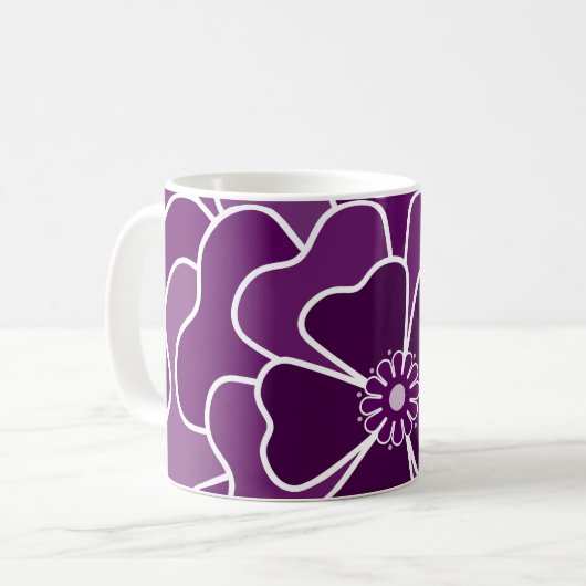 Dunkle lila abstrakte Blume Kaffeetasse (Vorderseite Links)