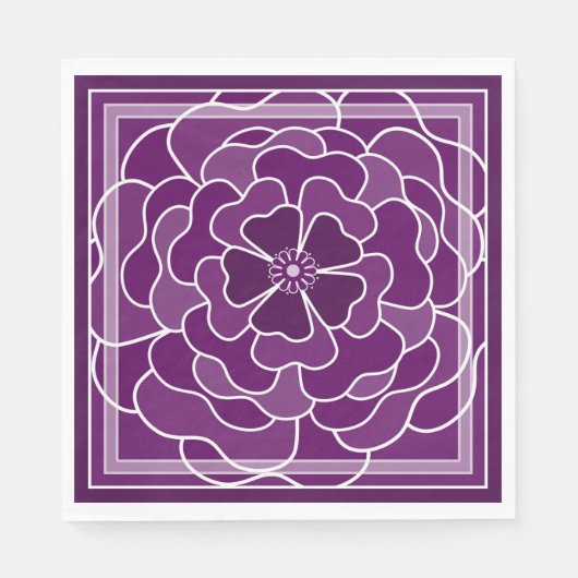 Dunkle lila abstrakte Blume Serviette (Vorderseite)