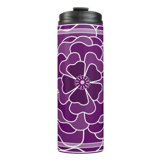 Dunkle lila abstrakte Blume Thermosbecher (Vorderseite)