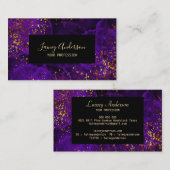 Dunkle lila Aquarellfarbe und Goldfolie aus Imitat Visitenkarte (Vorne/Hinten)