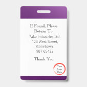 Dunkle Lila Ausweiskarte (vertikal/portrait) Ausweis (Rückseite)