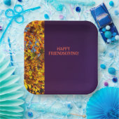 Dunkle Lila Blätter Erntedank Friendsgiving Pappteller (Party)