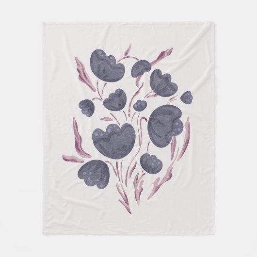 Dunkle Lila Blume Ästhetik Fleecedecke (Vorderseite)