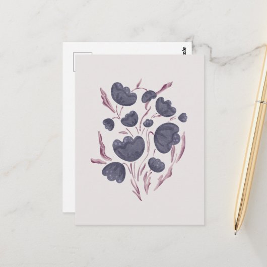 Dunkle Lila Blume Ästhetik Postkarte (Vorderseite/Rückseite Beispiel)