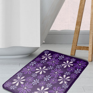 Dunkle Lila Blume Doodle Badematte