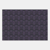 Dunkle Lila BlumenDamas auf Schwarz Geschenkpapier Set (Vorderseite)