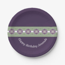 Dunkle Lila Blumenpapier-Teller