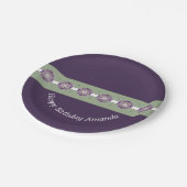 Dunkle Lila Blumenpapier-Teller Pappteller (Schrägansicht)