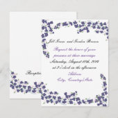Dunkle Lila Blüten Hochzeitseinladung Einladung (Vorne/Hinten)