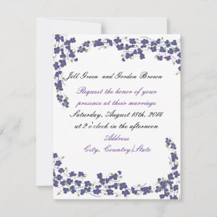 Dunkle lila Blüten Hochzeitseinladung Einladung