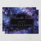 Dunkle Lila Boho Hexenkristalle Schwarze Hochzeit Save The Date (Vorne/Hinten)