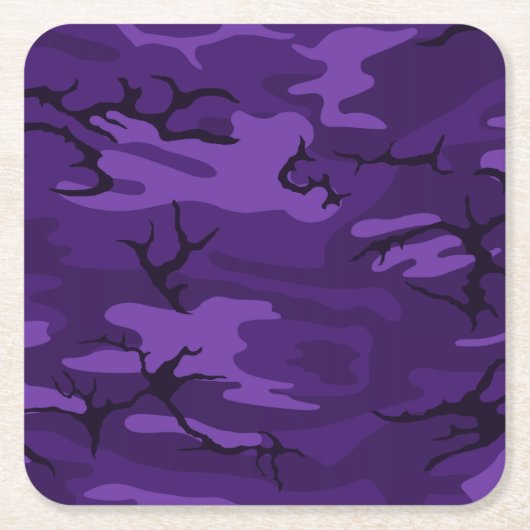 Dunkle Lila Camouflage Rechteckiger Pappuntersetzer (Vorderseite)