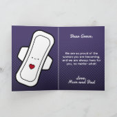 Dunkle Lila Cartoon Pad Tampon Teen First Period Karte (Innenseite)