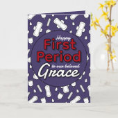 Dunkle Lila Cartoon Pad Tampon Teen First Period Karte (Gelbe Blume)