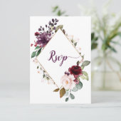 Dunkle Lila dunkle rote Blüte Gerahmte UAWG RSVP Karte (Stehend Vorderseite)