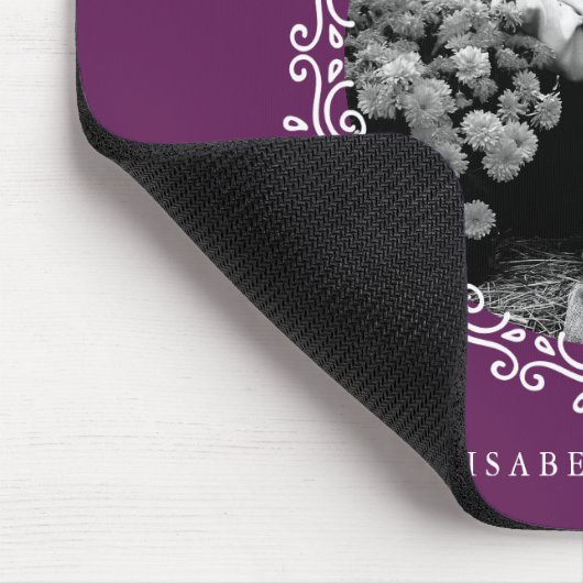 Dunkle Lila Extravagante Wirbel Foto Frame Mousepad (Ecke)