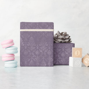 Dunkle lila florale Damast-Wrap-Rolle Geschenkpapier
