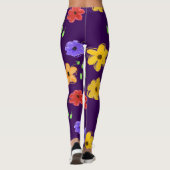 Dunkle Lila Flower Leggings (Rückseite)