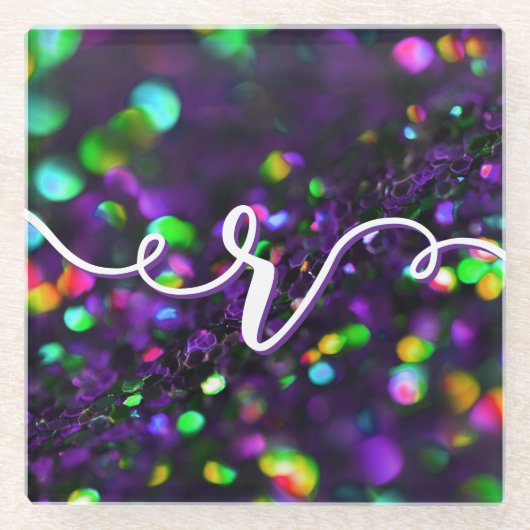 Dunkle Lila Funkeln Glasuntersetzer (Vorderseite)