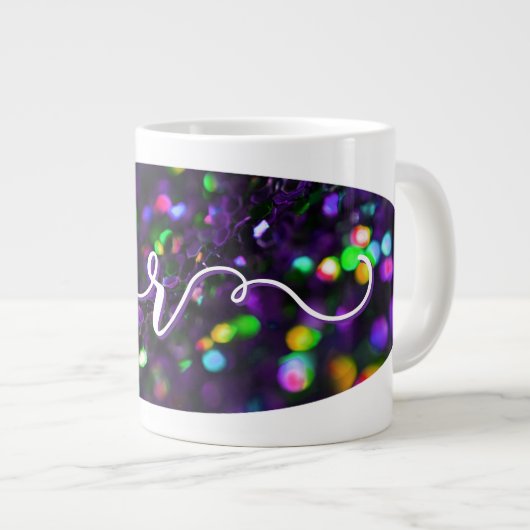Dunkle Lila Funkeln Jumbo-Tasse (Vorderseite Rechts)