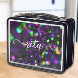 Dunkle Lila Funkeln Metall Brotdose