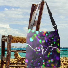 Dunkle Lila Funkeln Tragetaschen Mit Langen Trägern