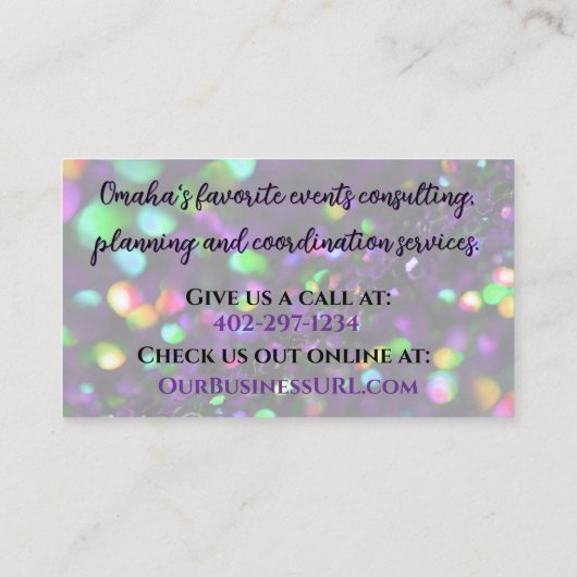 Dunkle Lila Funkeln Visitenkarte (Rückseite)