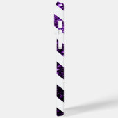 Dunkle Lila Glitzer Glitzern und Weiß Zickzack Case-Mate iPhone Hülle (Rückseite / Links)