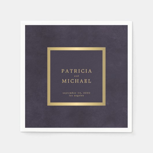 Dunkle lila Goldhochzeit Serviette (Vorderseite)