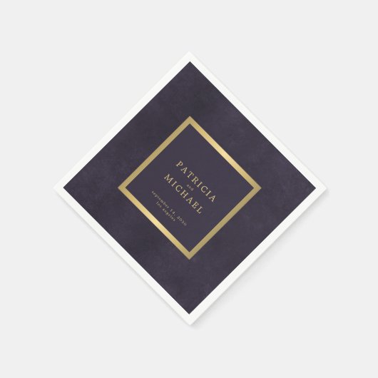 Dunkle lila Goldhochzeit Serviette (Ecke)
