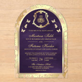 Dunkle Lila Goldschmetterlingsarche Acryleinladungen (Vorderseite)