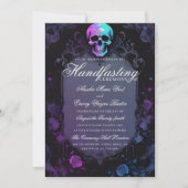 Dunkle Lila gotische Beleuchtung Blumenschäumung Einladung (Vorderseite)