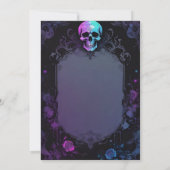Dunkle Lila gotische Beleuchtung Blumenschäumung Einladung (Rückseite)