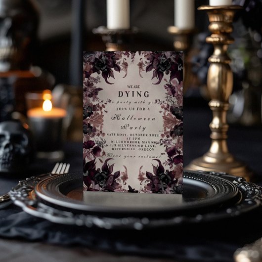 Dunkle Lila gotische Halloween-Feier Einladung