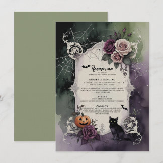 Dunkle Lila gotische Rose Halloween Hochzeitsempfa Einladung