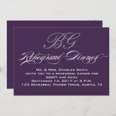Dunkle lila graue Initialen des Einladung (Vorne/Hinten)