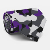 Dunkle Lila, hellgrau und schwarze Camouflage Krawatte (Gerollt)