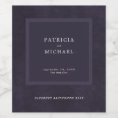 Dunkle lila Hochzeit einfach elegant personalisier Weinetikett (Einzelnes Label)