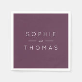 Dunkle Lila Hochzeit Serviette (Vorderseite)