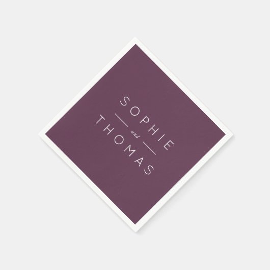 Dunkle Lila Hochzeit Serviette (Ecke)