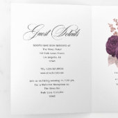 Dunkle Lila Hochzeit und Rose Dreifach Gefaltete Einladung (Innen Erste Seite)
