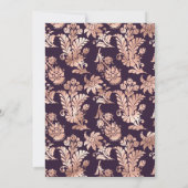 Dunkle Lila Hochzeit und Rose Einladung (Rückseite)
