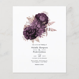 Dunkle Lila Hochzeit und Rose Flyer
