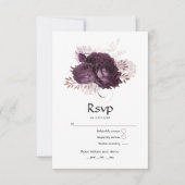 Dunkle Lila Hochzeit und Rose RSVP Karte (Vorderseite)
