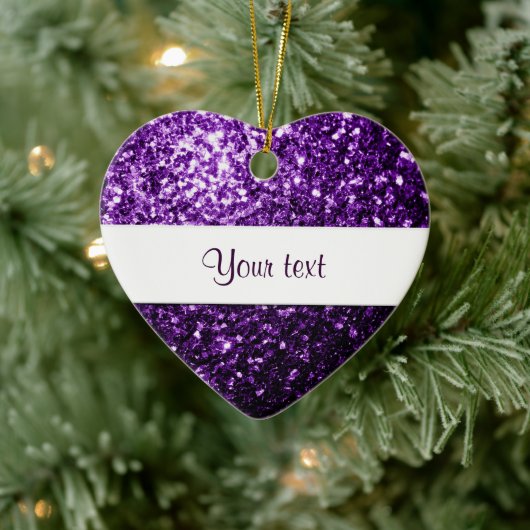 Dunkle Lila Imitate glänzen Glitzer funkeln Persön Keramik Ornament (Baum)