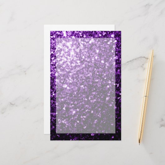 Dunkle Lila Imitate glänzen Glitzer Glitzern Briefpapier (Vorderseite/Rückseite Beispiel)