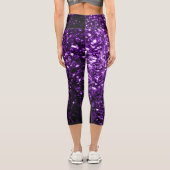 Dunkle Lila Imitate glänzen Glitzer Glitzern Capri Leggings (Rückseite)
