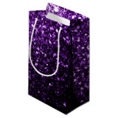 Dunkle Lila Imitate glänzen Glitzer Glitzern Kleine Geschenktüte (Vorderseite Schrägansicht)