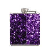 Dunkle Lila Imitate glänzen Glitzer Glitzern Monog Flachmann (Rückseite)