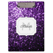 Dunkle Lila Imitate glänzen Glitzer Glitzern Monog Klemmbrett (Vorderseite)